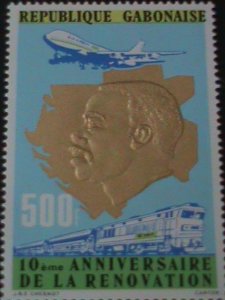 GABON-1978-SC# C206 -GOLD EMBOSSED STAMP 10TH ANNIV: NATIONAL RENEWAL MNH-VF