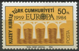 Northern Cyprus Sc#142 MNH, 50L blk, yel & brn, Europa (C.E.P.T.) 1984 - Brid...