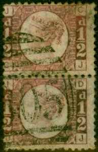 GB 1870 1/2d Rose-Red SG48 Pl.12 Good Used Pair