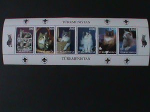 ​TURKMENISTAN-WORLD FAMOUS LOVELY BEAUTIFUL CATS-MNH-SHEET-VF-WITH SCOUT LOCO