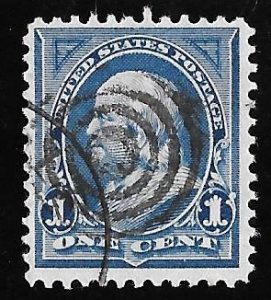 264 1 cent Superb Cancel Franklin, Deep Blue Stamp used F