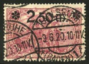 Germany #117 (Mi. 118b) Cat€250, 1920 2.50m on 2m rose carmine, used, signe...