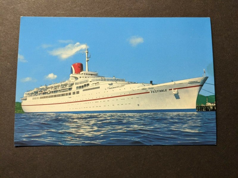 Cruise Ship TSS FESTIVALE, Carnival Cruise Lines Naval Cover unused post card 