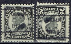 1923 2c BK Harding 2 Precancels f/OGDEN UT (610-461) NOR & INV set! UNCOMMON.