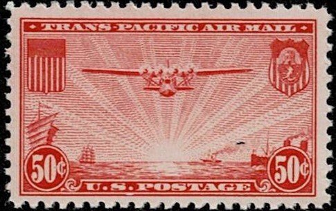 1936 United States Air Mail Scott Catalog Number C22 Unused Hinged