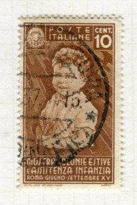 ITALY; 1937 early Child Welfare issue fine used 10c. value