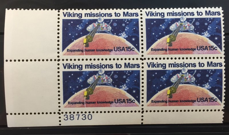 #1757 MNHOG Plate Block US 15c Viking Missions to Mars - Space / NASA