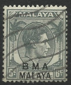 BMA Malaya - 6c grey - SG6 used