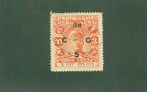 COCHIN -INDIA FEUDATORY STATE 019 USED  BIN $0.50