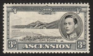 Ascension KGVI 1938 3d Black Grey SG42b Mint Hinged