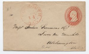 1850s U2 Nesbitt envelope Plymouth NC small size [h.4591]