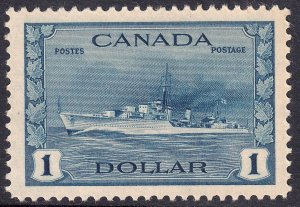 1942 CANADA KGV HMS COSSACK DESTROYER $1 BLUE (SG#388) MH VF