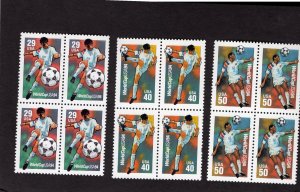 2834-2836 Word Cup Soccer, MNH set/3 blks/4