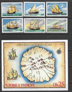 Sao Tome and Principe 534-40 MNH Ships set X 5 sets vf.  2022 CV $ 88.75