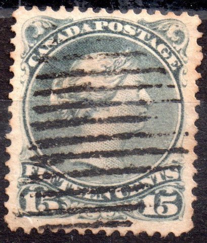 Canada Scott 30iv Used Perf 12 greenish grey (1873) VF Cat. $150.00