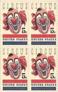 1966 American Circus Block of 4 5c Postage Stamps, Sc#1309, MNH, OG