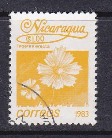 Nicaragua  #1222 1983 Tagetes erecta 1.00c Stamp used.