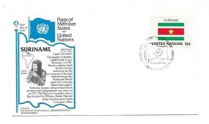 United Nations #330 15c Flag Series 1980, Suriname, Aristocrat Cachets FDC