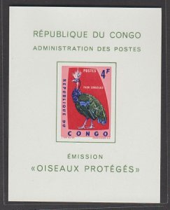 CONGO 1963 Local Birds (4F, RARE Impf. Sheet) MNH CV$40+