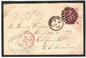 GB WILD WEST DESTINATION MAIL 3d Cover 1870 California San Francisco USA D136b