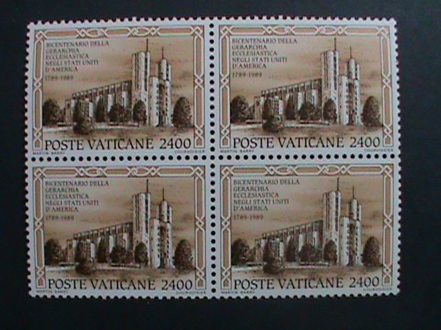 ​VATICAN CITY-1989 SC#656 BICENTENARY-ECCLESIASTICAL HIERARCHY BLOCK -MNH-VF