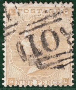 GB USED ABROAD EGYPT 9d Straw (1862) CAIRO *B01* Numeral QV SG87 Cat £475- YOR18