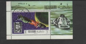 RAS AL KHAIMA  1968  APOLLO 10   MINT VF NH O.G  CTO S/S  (RAS21  )