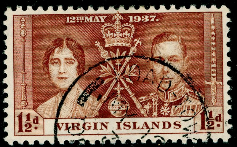 BRITISH VIRGIN ISLANDS SG108, 1½d yellow-brown, VFU.