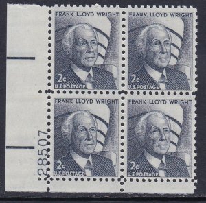 1280 Frank Lloyd Wright Plate Block MNH