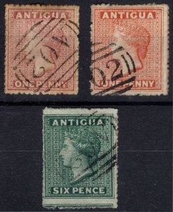 Antigua 1863 1d (2 shades) - 6d WMK STAR SG 6-8 Scott 2-4 VFU Cat £111($167)