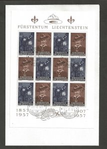 1957 Liechtenstein Baden Powell Scouts se-tenant sheet FDC