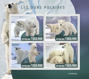 Togo Wild Animals Stamps 2019 MNH Polar Bears Bear Fauna 4v M/S