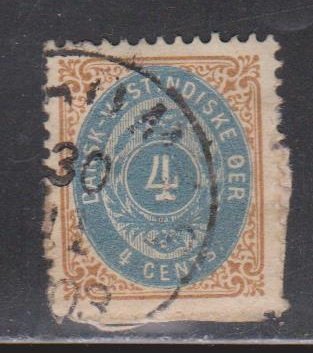 DANISH WEST INDIES Scott # 7 Used On Piece