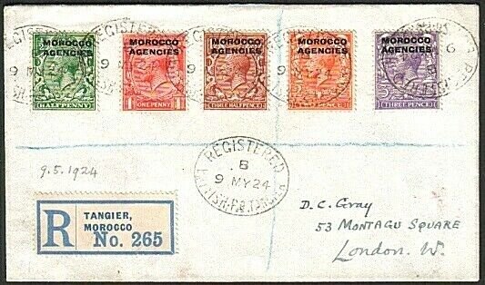 MOROCCO AGENCIES 1924 Registered cover Tangier to London...................73671