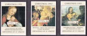 St Vincent Grenadines 941-943 Christmas Souvenir Sheets MNH VF