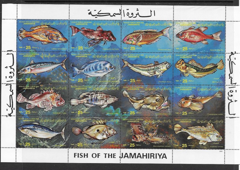 Libya 1107 Fish MNH M/S x 10, vf. 2022 CV $ 100.00