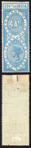 India Telegraph T44 4a Blue New Design M/M (Hinge remainder) Cat 35 pounds