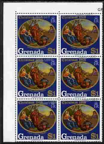 Grenada 1969 Christmas 1969 $1 value corner block of 6 wi...