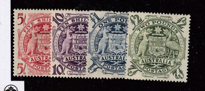 AUSTRALIA # 218-221 VF-MLH COAT OF ARMS COMPLETE SET CAT VALUE $278