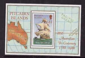 Pitcairn-Sc#297- id9- unused NH sheet-Maps-Ships-1988-