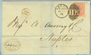 BK0778 - GB - POSTAL HISTORY - SG # 152 on COVER from LEEDS to NAPLES 1876-