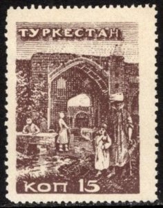 1924 Turkestan Cinderella (Non Issued Stamp) 15 Kopecks Village Scene Unused