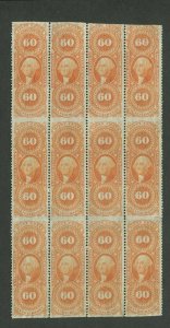 Scott R64b Inland Exchange Revenue UNUSED Part Perf Rare Block of 12 Stamps!