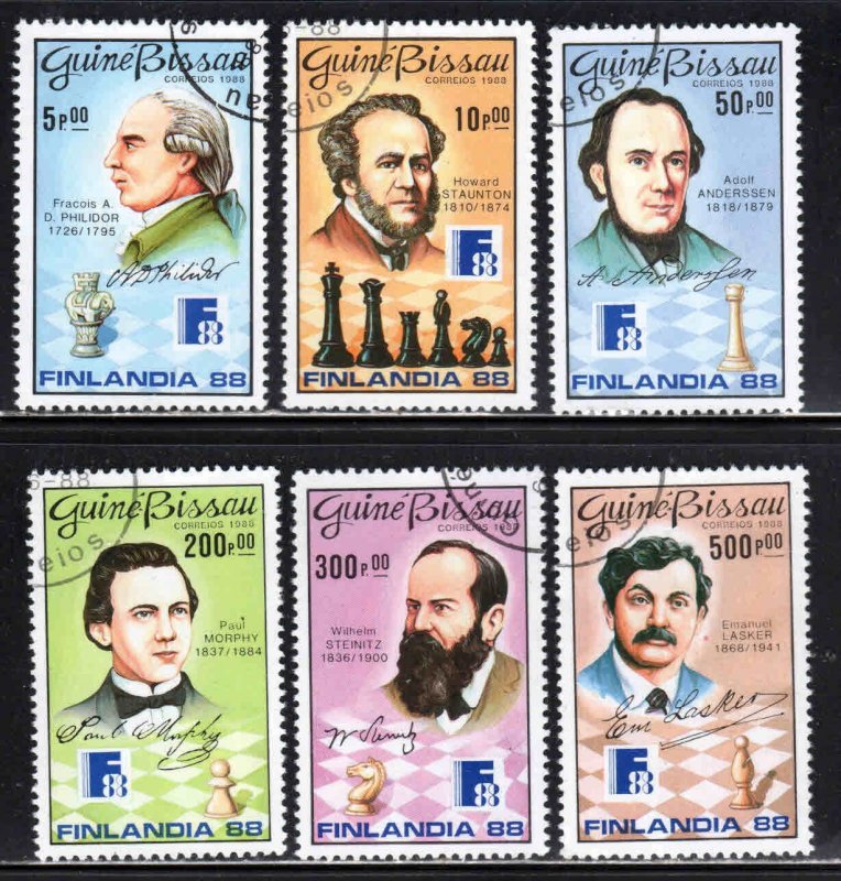 Guinea-Bissau #734-40 ~ Short Set 6 of 7 ~ Chess, Finlandia ~ Ucto, NH  (1988)