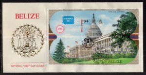 Belize 822 US Capitol Souvenir Sheet U/A FDC