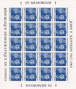 Congo Democratic Republic # 514-519, John  F. Kennedy, Full Sheets, NH 1/2 Cat.