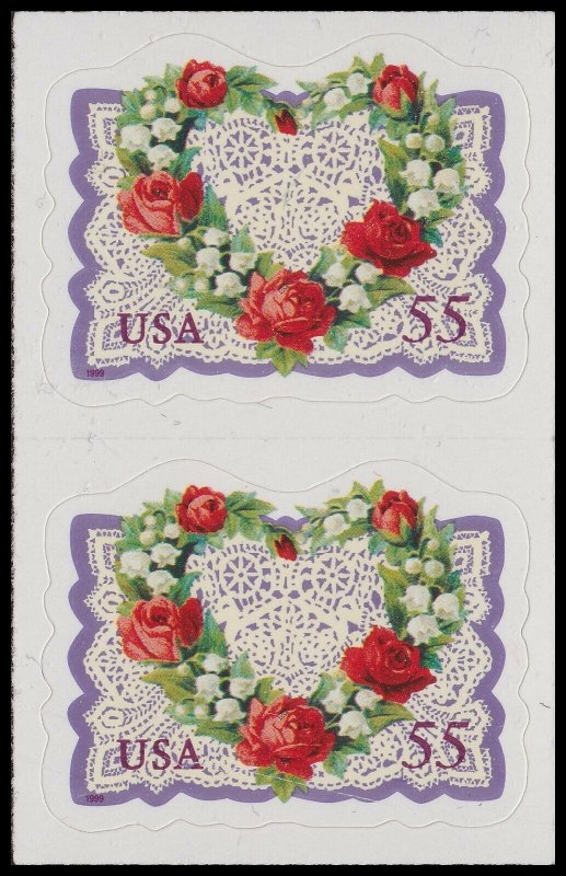 US 3275 Love 55c vert pair (2 stamps) MNH 1999