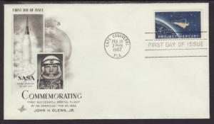 US 1193 Project Mercury 1962 Artcraft U/A FDC