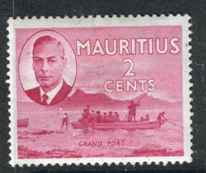 MAURITIUS;  1950 early GVI issue fine Mint hinged 2c. value