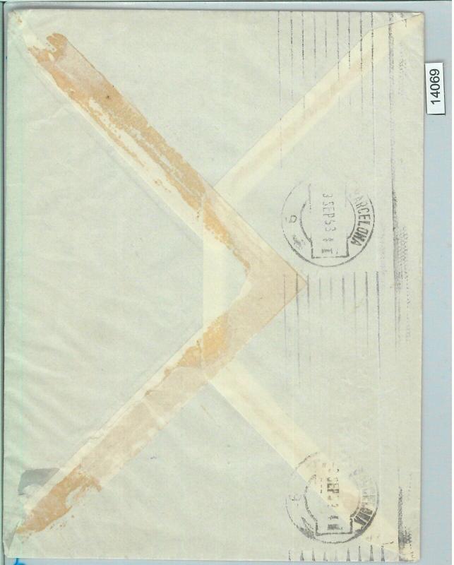 14069  CAMBODIA  POSTAL HISTORY: AIRMAIL COVER to SPAIN  1953